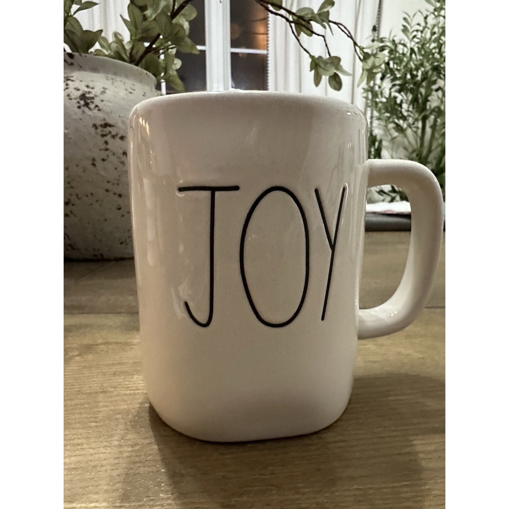 Rae Dunn JOY Christmas Mug‎ White w/  Red Interior